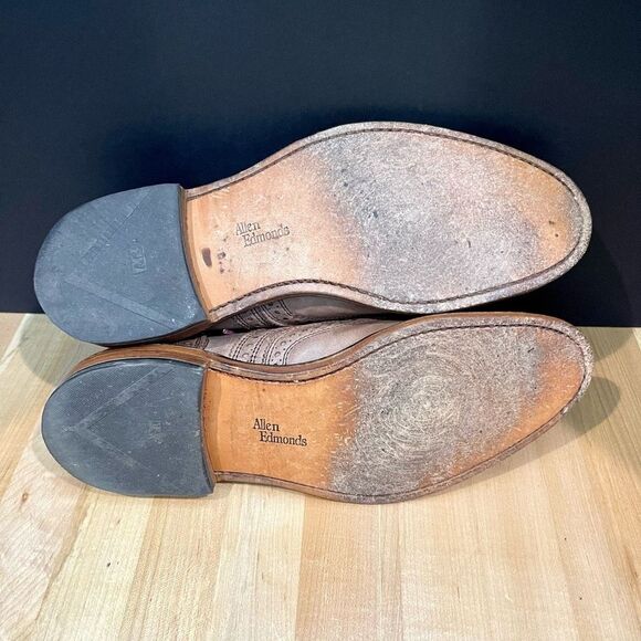 Allen Edmonds NEUMONK Brown Brogue Wingtip Oxfords. Size 9.5 (3E). - Picture 10 of 11